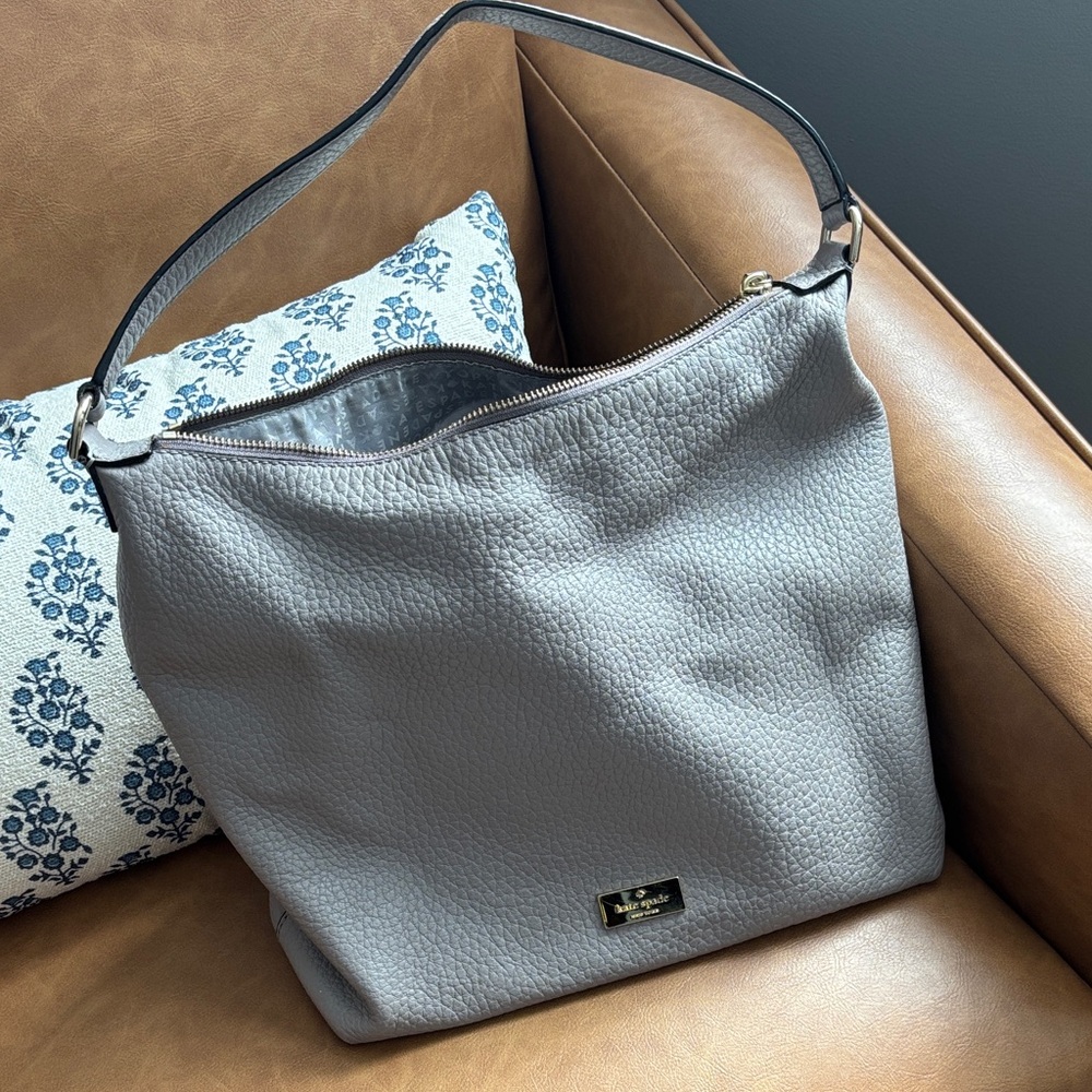 Kate Spade Gray Textured Leather Shoulder Bag